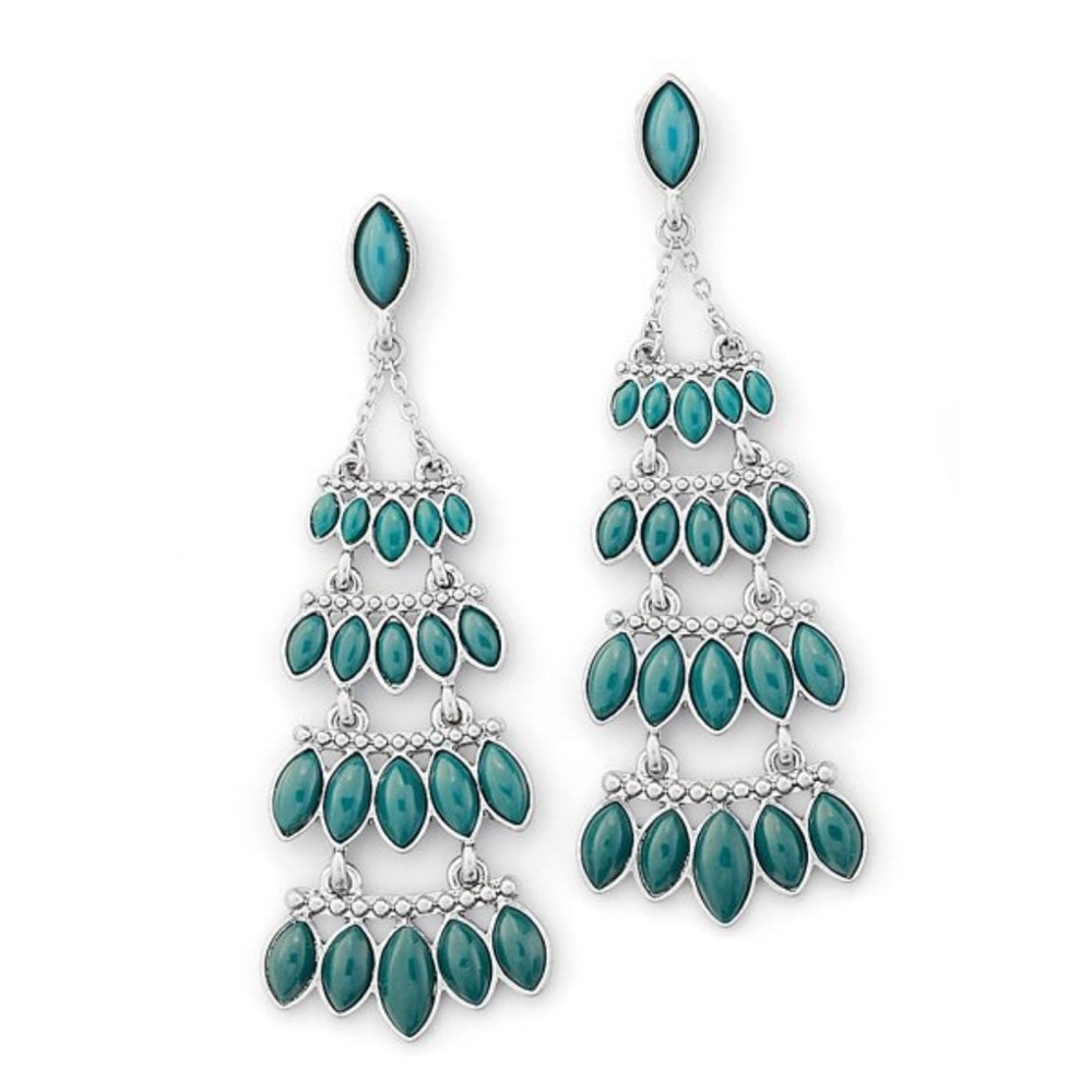 Lia Sophia Silver and Teal Chandelier Earrings